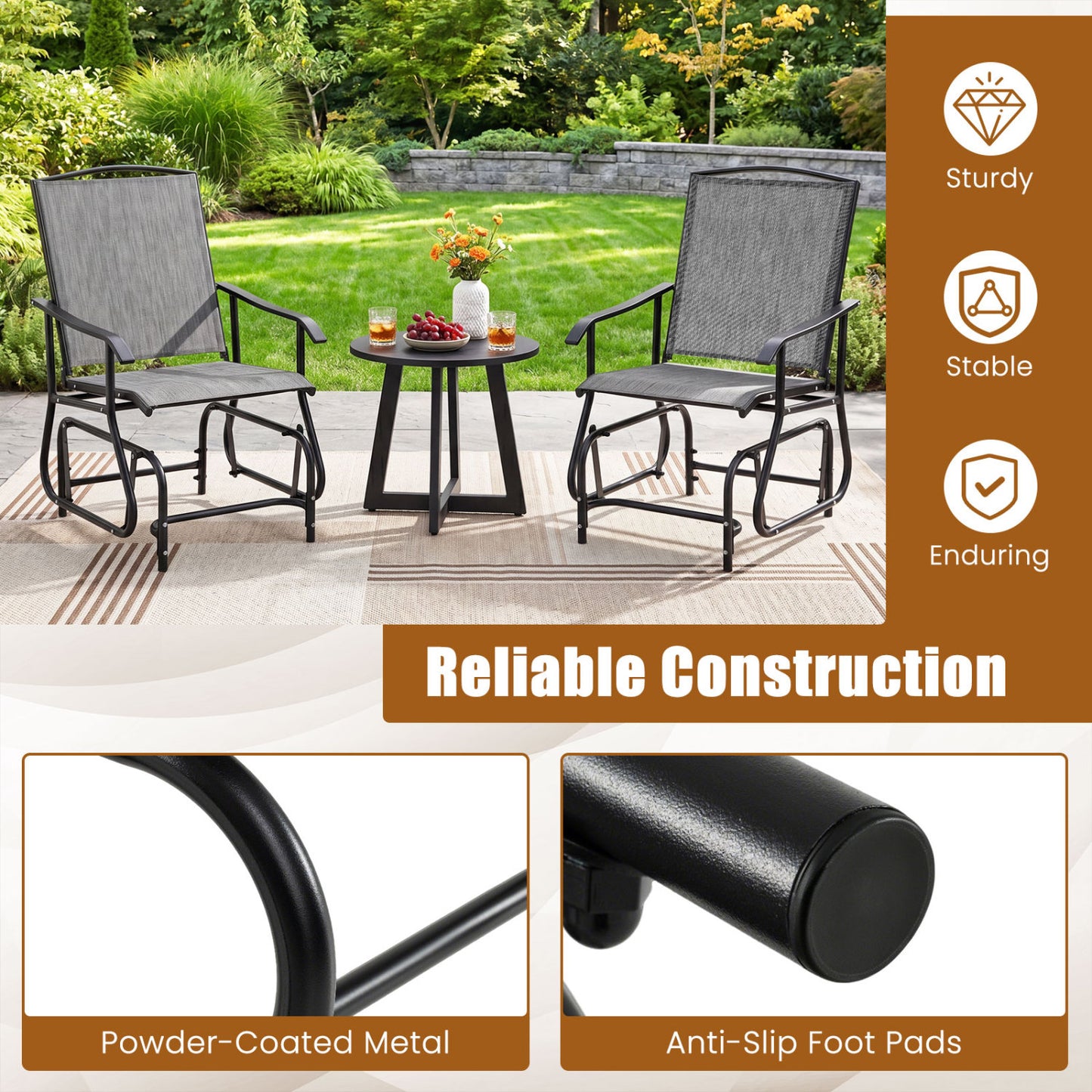 Outdoor Glider Chair, Metal Frame, Gray Patio Rocking Chairs & Gliders at Gallery Canada