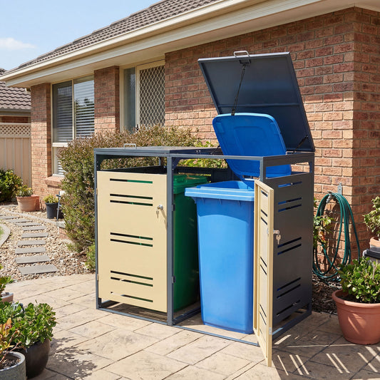 Outdoor Metal Garbage Bin Storage Shed, Yellow Sheds & Outdoor Storage Yellow at Gallery Canada