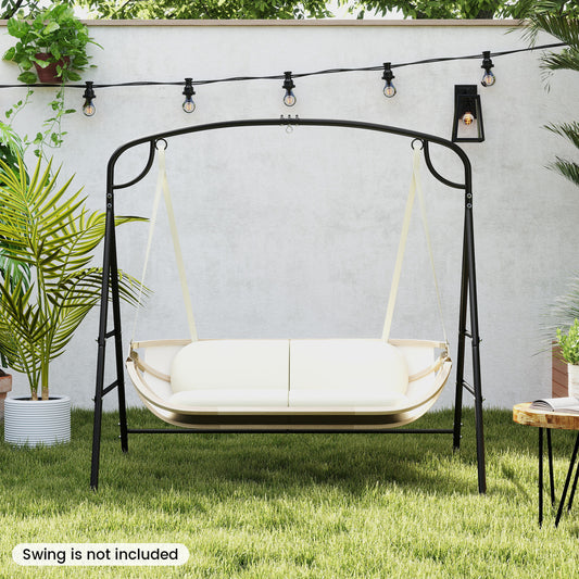 Outdoor Metal Swing Stand, 4 Support Bars, 2 Hanging Ways, Black Porch Swings Black at Gallery Canada