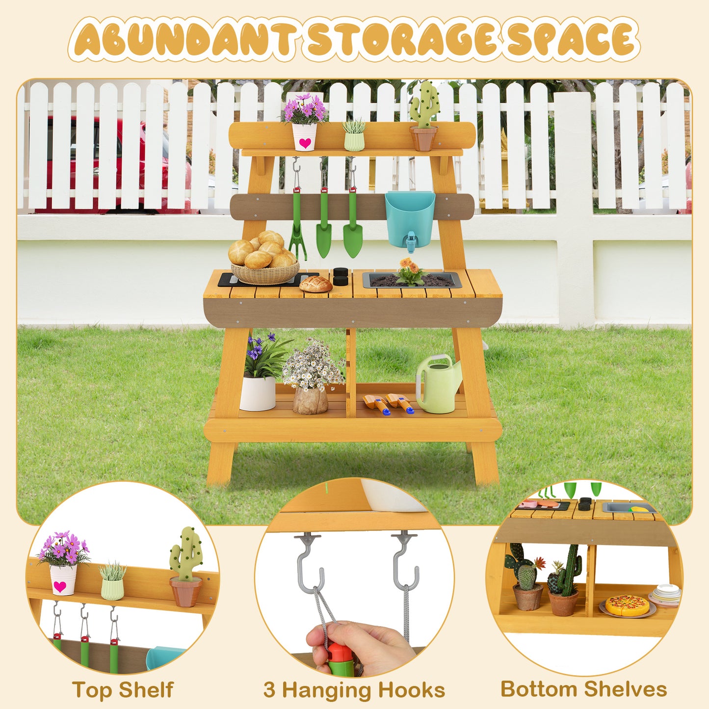 Outdoor Mud Kitchen, Wooden Play Kitchen Toy, Aged 3-8, Yellow Play Kitchen Sets at Gallery Canada