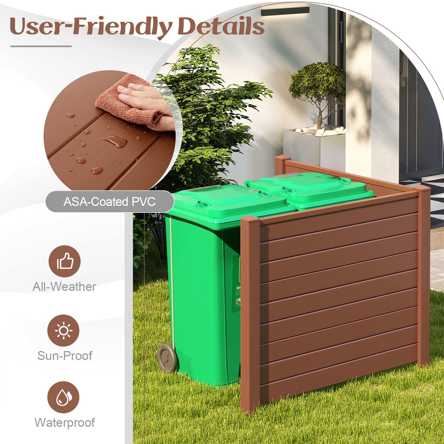 PVC Air Conditioner Fence, 20 Inch Stakes, Brown