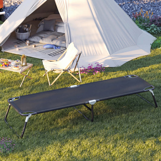 Portable Folding Camping Bed, Outdoor Sleeping Hiking Travel, Black Camping Furniture Black at Gallery Canada