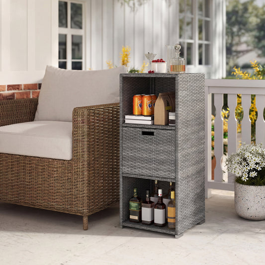 Outdoor Storage Cabinet, Wicker Organizer With Drawer, Gray Sheds & Outdoor Storage Gray at Gallery Canada