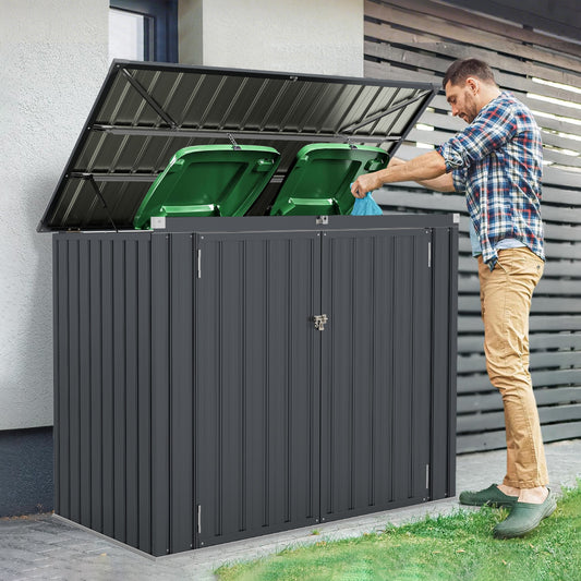 Outdoor Trash Can Storage Shed, Double Openings, Dark Gray Sheds & Outdoor Storage Dark Gray at Gallery Canada