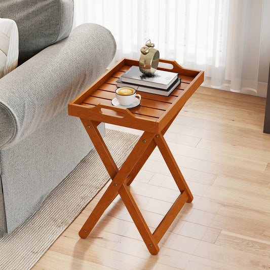 Outdoor Wood Tray Table, Portable Side Table, Folding Frame Patio Coffee Tables Options at Gallery Canada
