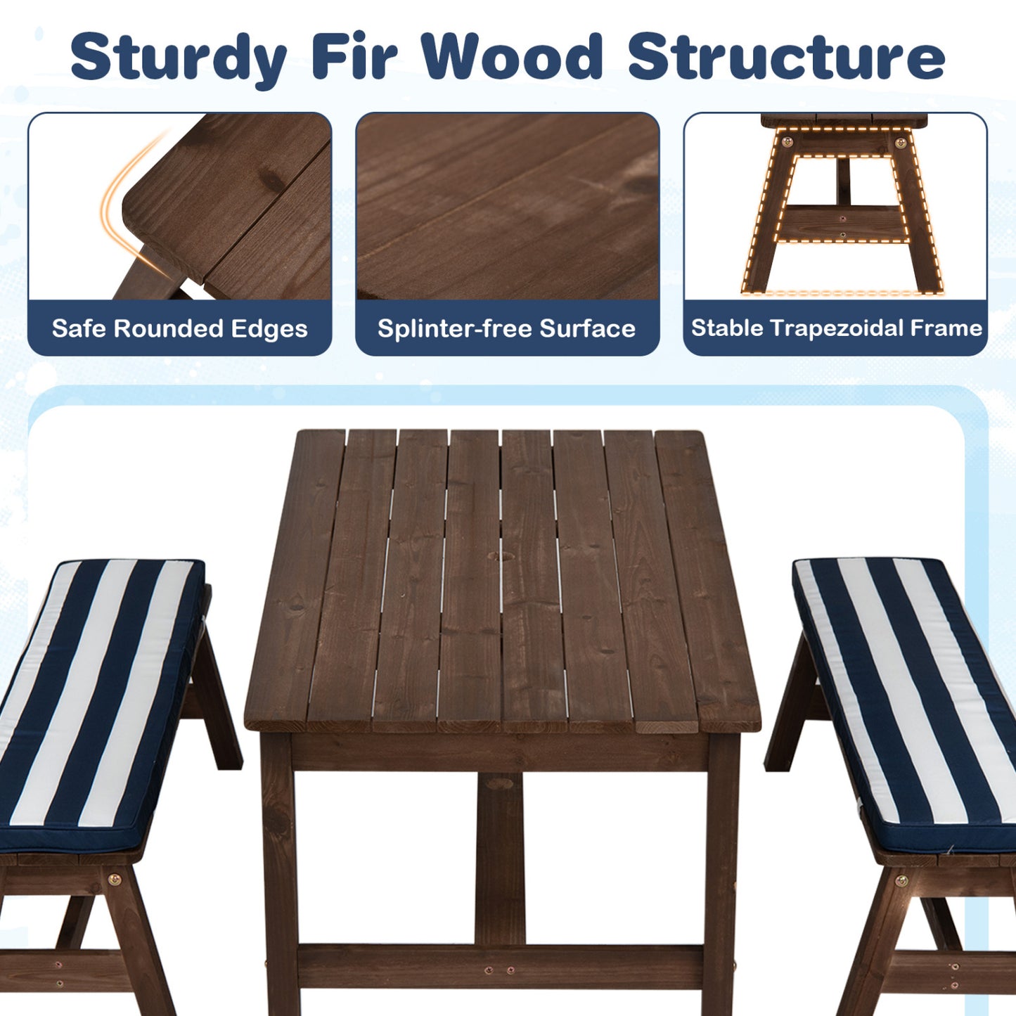 Kids Picnic Table, Outdoor Wooden, Removable Umbrella And Cushions Kids Table & Chair Sets at Gallery Canada