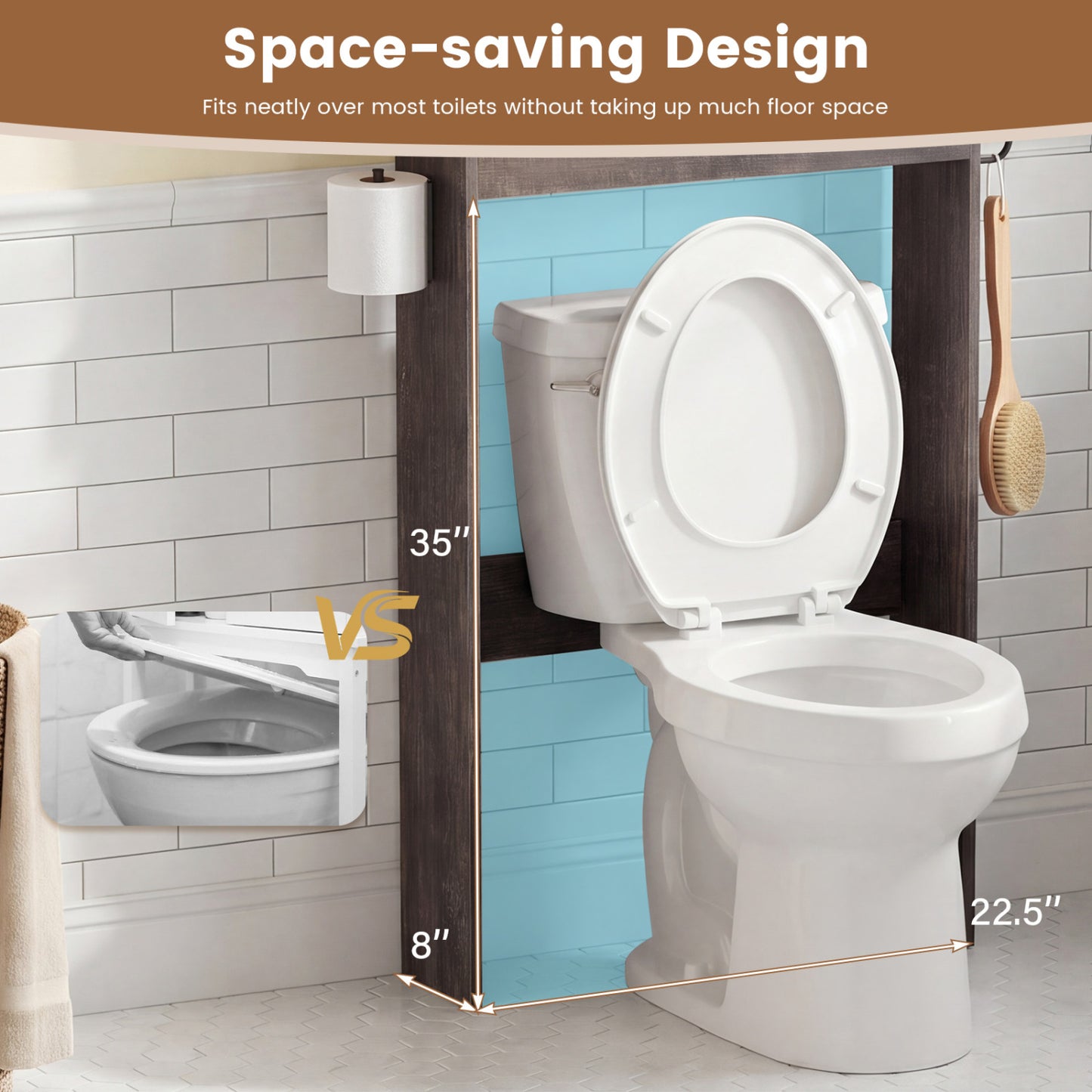 Over Toilet Storage Cabinet With Sliding Barn Door, Open Shelves, Oak Bathroom Etagere at Gallery Canada