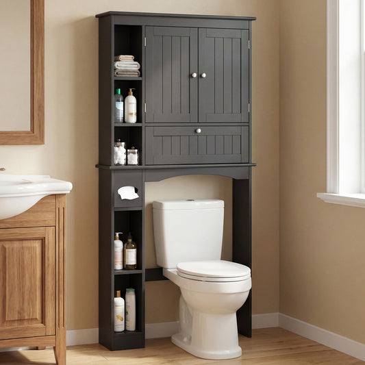 Over The Toilet Storage Cabinet, Adjustable Shelf, Black Bathroom Etagere Black at Gallery Canada