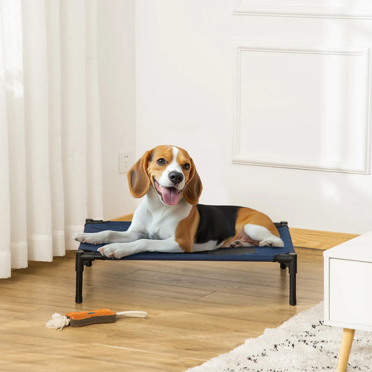 Elevated Dog Bed, Raised Cot, M Size, 30" x 24" x 7", Blue Elevated Dog Beds Blue and Black at Gallery Canada