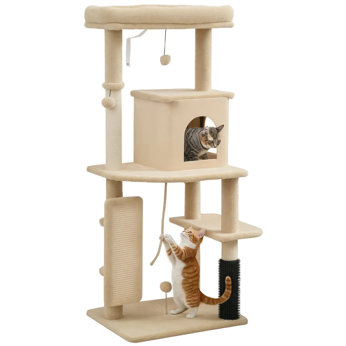 52 Inch Cat Tree with Scratching Posts, Bed, Condo, Grooming Brush Cat Towers at Gallery Canada