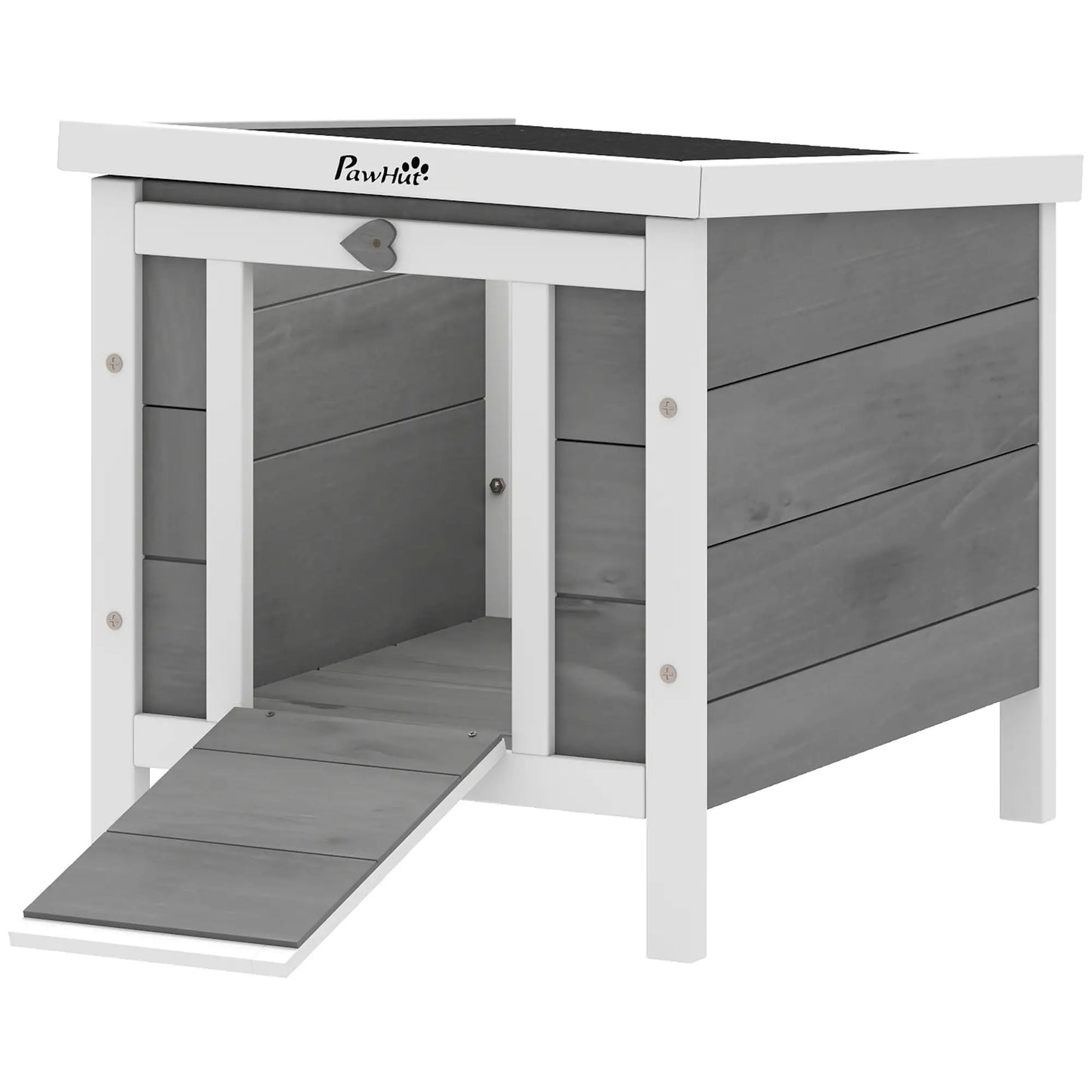 Wooden Rabbit Hutch, Bunny Cage, Outdoor Cat House, 20"x16.5"x17", Grey Rabbit Hutch at Gallery Canada