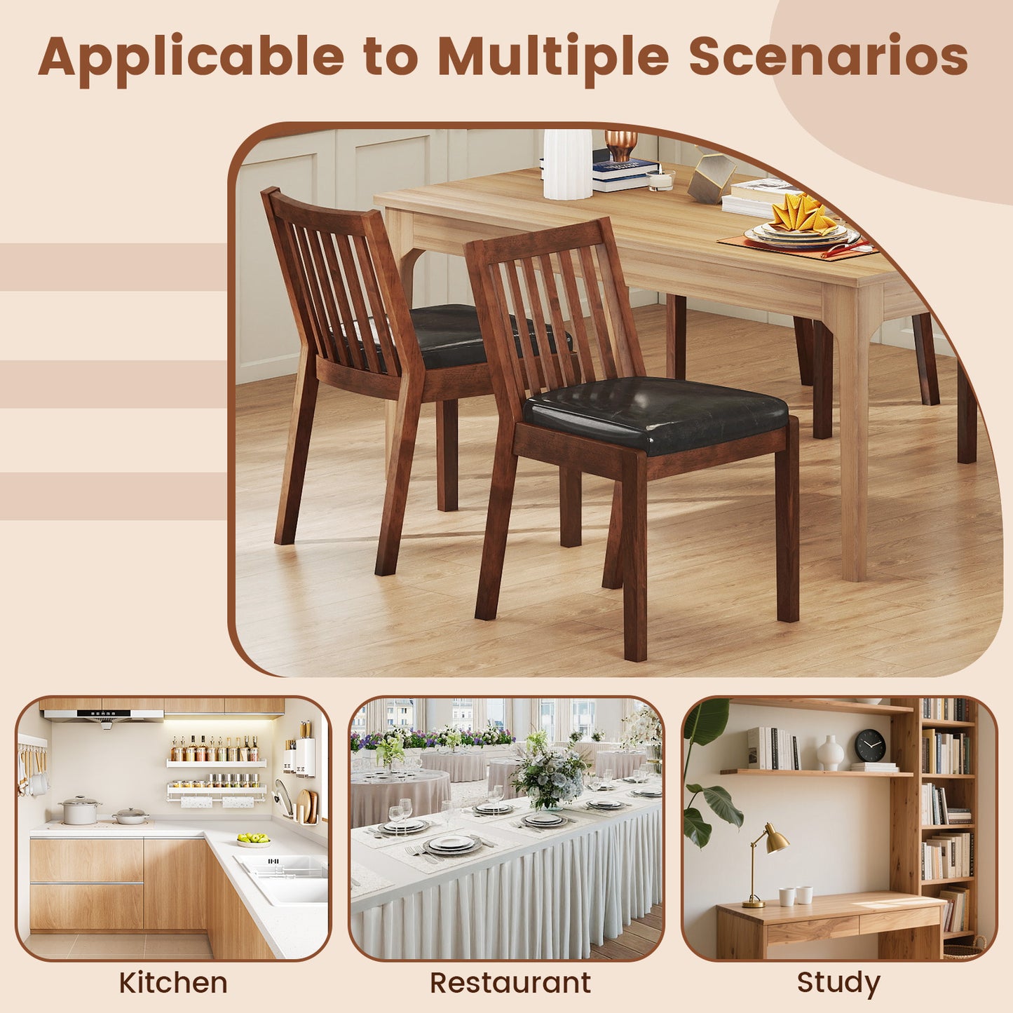 PU Leather Upholstered Dining Chair with Padded Seat Set of 4, Espresso Dining Chairs at Gallery Canada