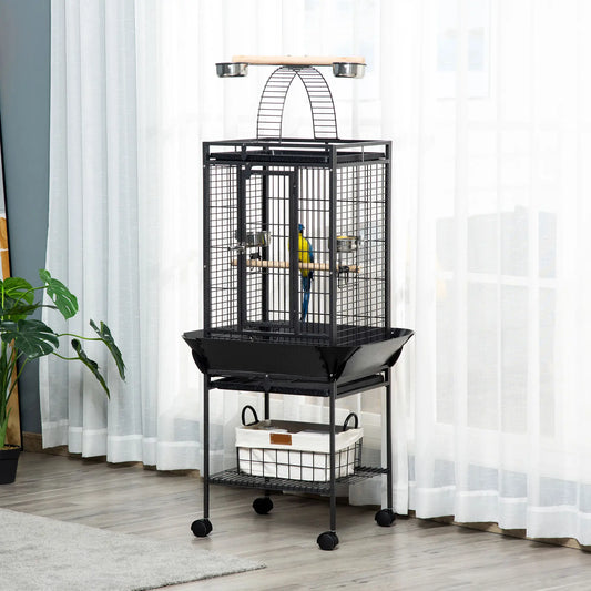 61.5 Inch Bird Cage for Cockatiel, Parakeet House with Stand, Play Top Bird Cages Grey at Gallery Canada