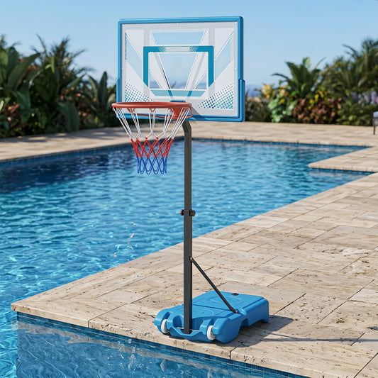 Pool Basketball Hoop, 3-Level Adjustable, Blue Sport Equipments Blue at Gallery Canada