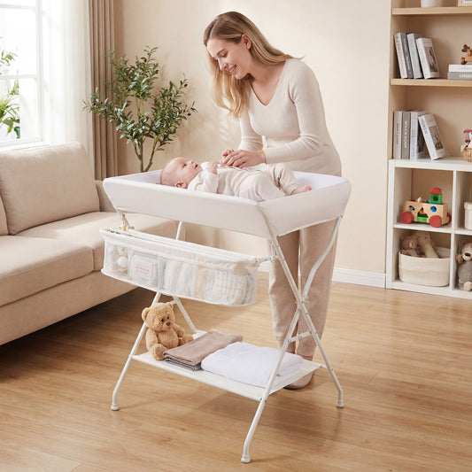 Portable Baby Change Table, Folding Nursery Organizer, Beige Changing Tables Beige at Gallery Canada