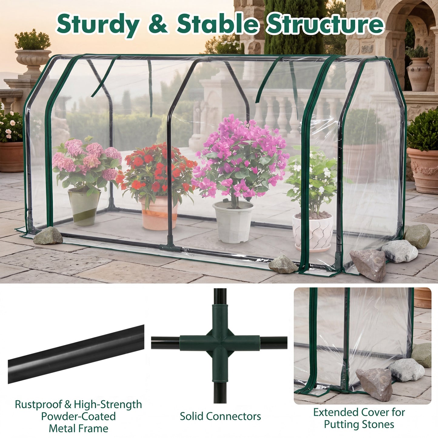 Portable Mini Greenhouse, PE Cover, Zippered Door, Green Greenhouses at Gallery Canada