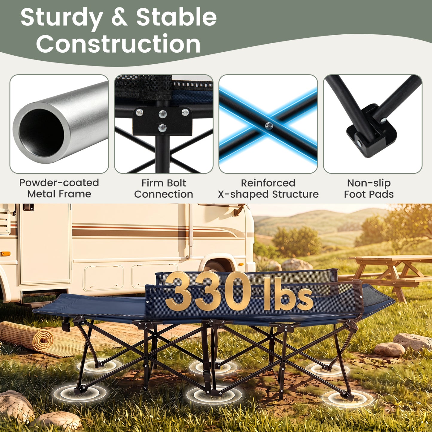 Portable Travel Toddler Cot Bed, Navy Camping Furniture at Gallery Canada