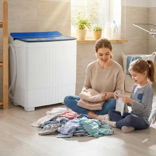 Portable Washing Machine 18 lbs Mini Laundry Machine with 11 LBS Washer, Blue Washing Machines Blue at Gallery Canada