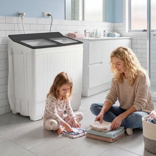 Portable Washing Machine with 18 LBS Washer and 8 LBS Spinner Combo, Gray Washing Machines Gray at Gallery Canada