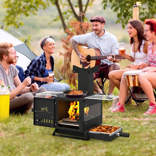 Portable Wood Burning Stove, Mini Heater Burner, Pot Rack Oven Pan, Black Fire Pits Black at Gallery Canada