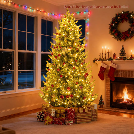 Pre-Lit Artificial Christmas Tree, Multicolored LED Lights, L, Green Christmas Tree Green at Gallery Canada