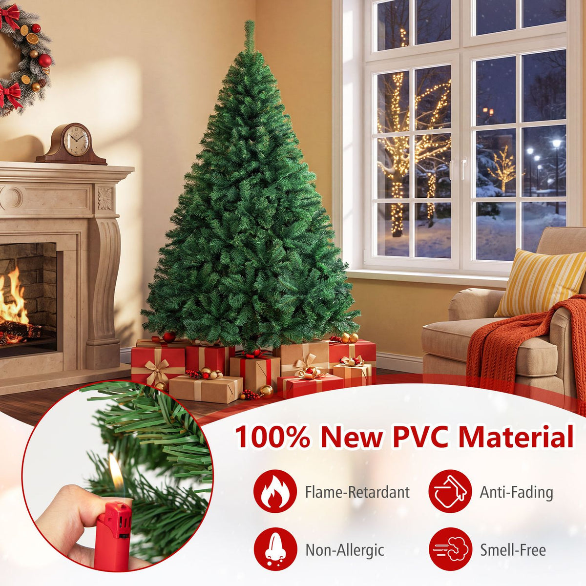 PVC Artificial Christmas Tree Hinged, 6 ft, Green Christmas Tree at Gallery Canada