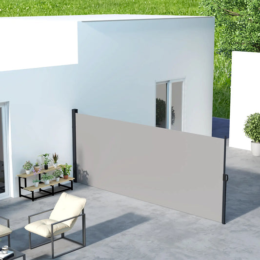 13' x 6' Retractable Side Awning, Outdoor Privacy Screen, Light Grey Retractable Side Awning Light Grey at Gallery Canada
