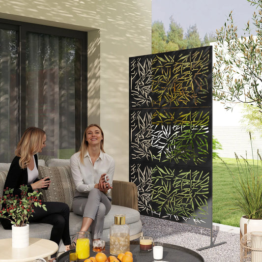 Metal Privacy Screen Freestanding Divider, 78" x 48", Black Side Awnings Black at Gallery Canada
