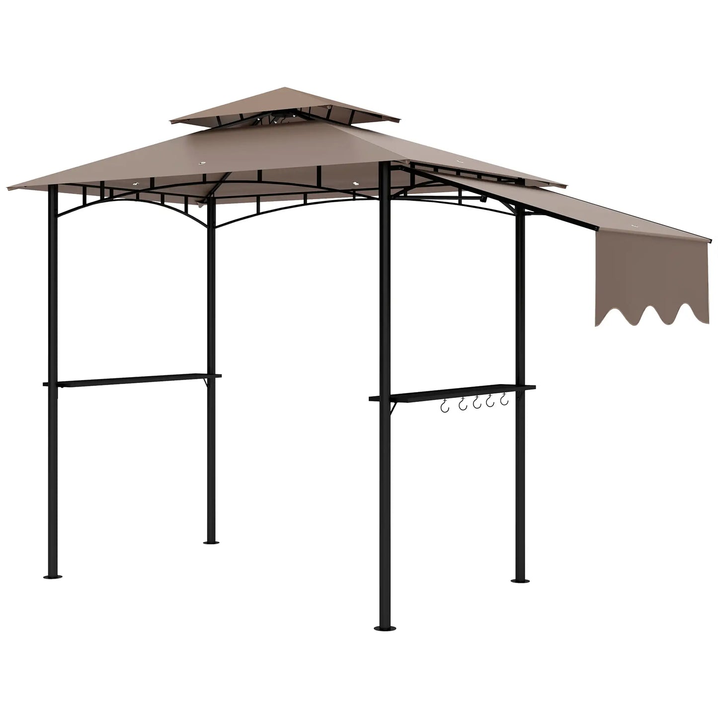 8' x 5' Grill Gazebo, Double Tiered Barbecue Shelter, Khaki BBQ Grill Gazebos at Gallery Canada