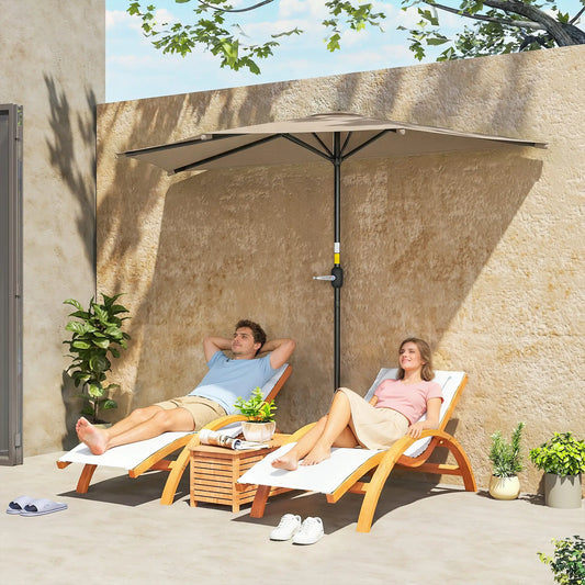 9.8ft Half Umbrella, Semi Round Patio Parasol, Crank Handle, Top Vent, Coffee Half Round Umbrellas Coffee at Gallery Canada