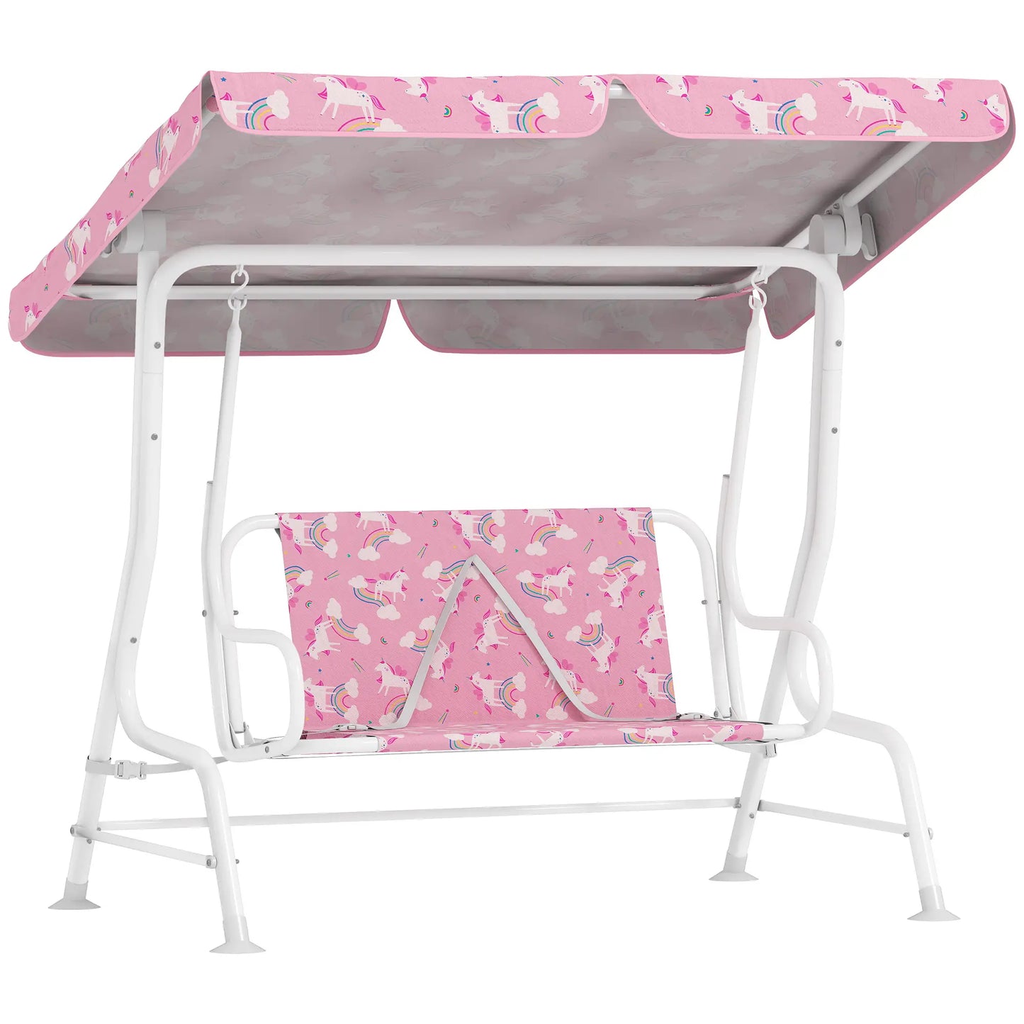 Kids Porch Swing, 2-Seater Bench With Safety Belts, Adjustable Canopy, Pink Gym Sets & Swings at Gallery Canada