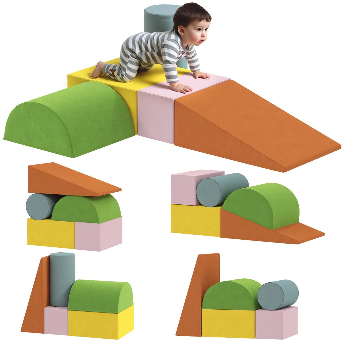 Toddler Climbing Toys, Indoor Play Set, Crawling Sliding, Orange/Green Kids Gym & Playmats at Gallery Canada