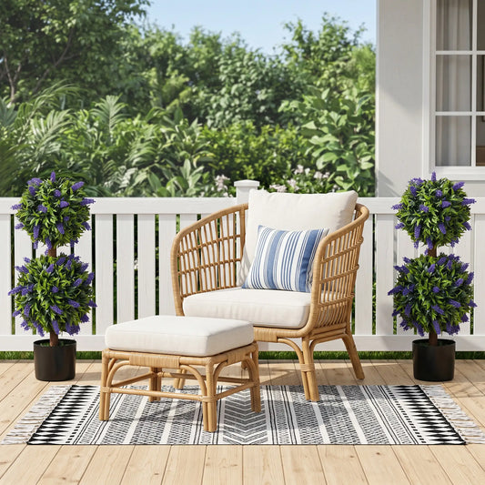 2.3ft Artificial Lavender Plants, Set of 2 with Pot, Indoor Outdoor Decor Artificial Trees Green at Gallery Canada