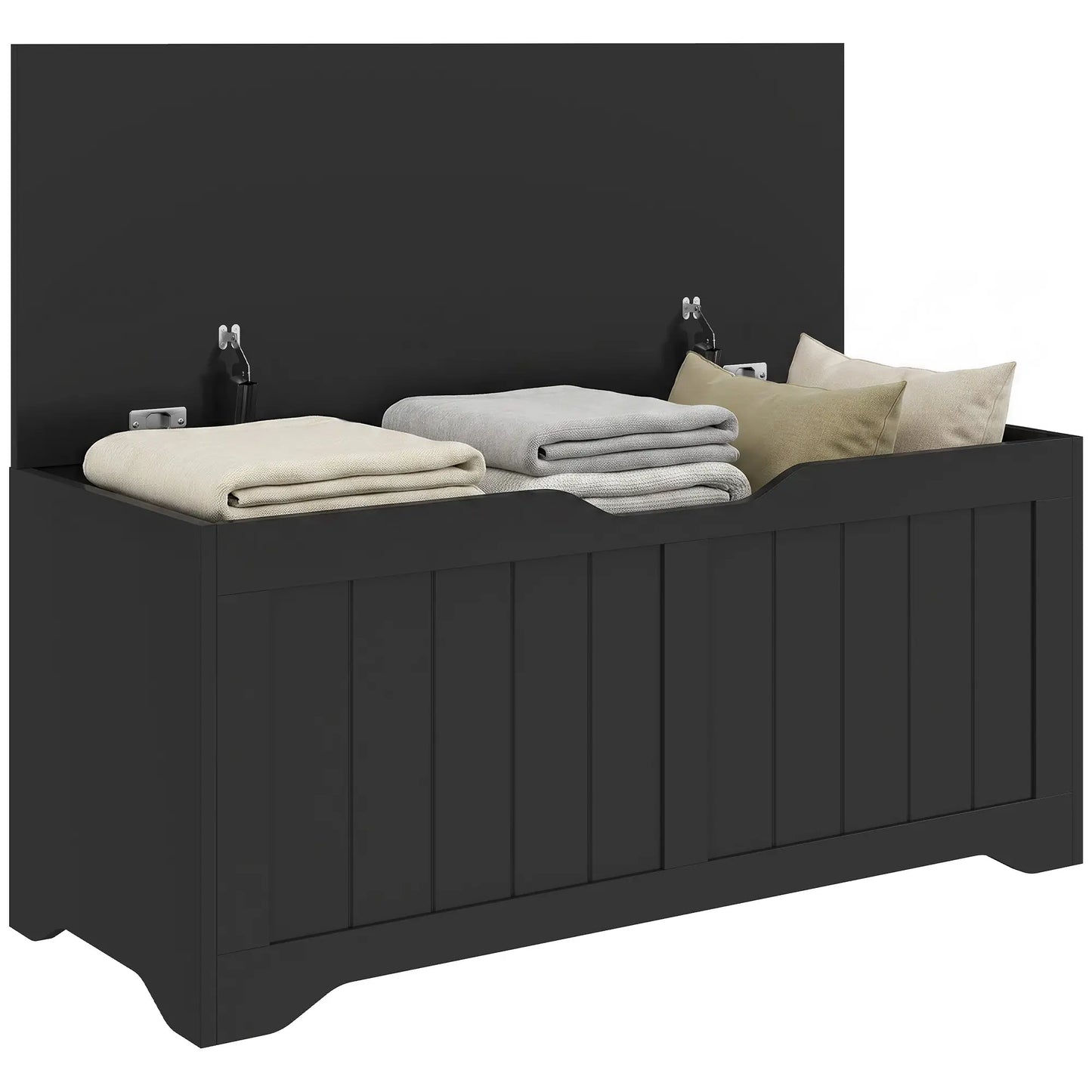 Storage Bench with Lift Top Storage Chest with Safety Hinges for Entryway, Living Room, Black Storage Cabinets at Gallery Canada