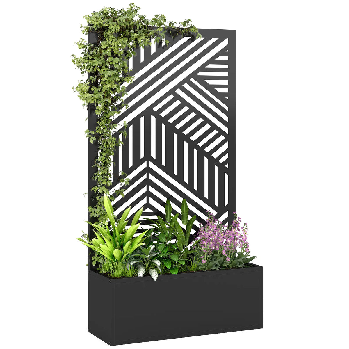 44.5" Metal Planter Box with Trellis, Raised Garden Bed for Climbing Plants Galvanized Planter Boxes at Gallery Canada