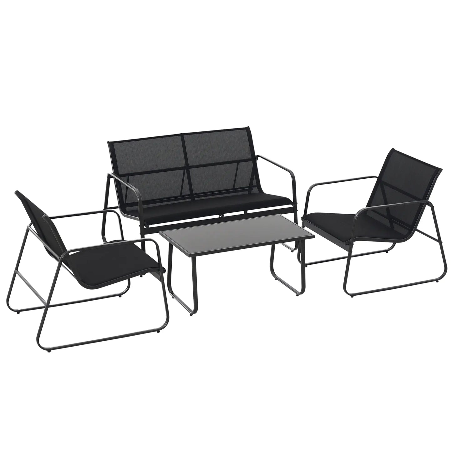 4 Piece Patio Furniture Set, Loveseat, Armchairs, Coffee Table, Black Patio Furniture Sets at Gallery Canada
