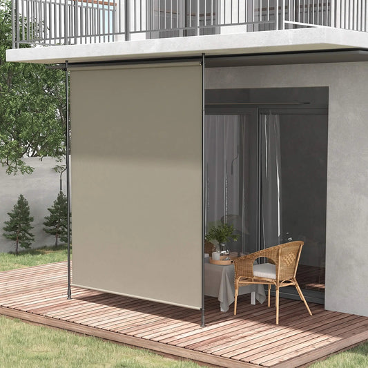 7' x 10' Retractable Patio Awning, Manual Outdoor Privacy Screen, Beige Retractable Side Awning Beige at Gallery Canada