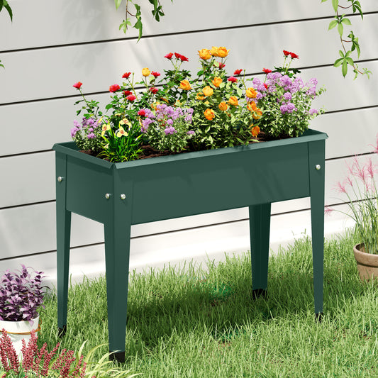 Raised Garden Bed, Elevated Metal Gardening Box With Legs, Green Raised Garden Beds Green at Gallery Canada
