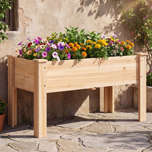 Raised Garden Bed, Elevated Planter Box, Wood, Natural Raised Garden Beds Natural at Gallery Canada