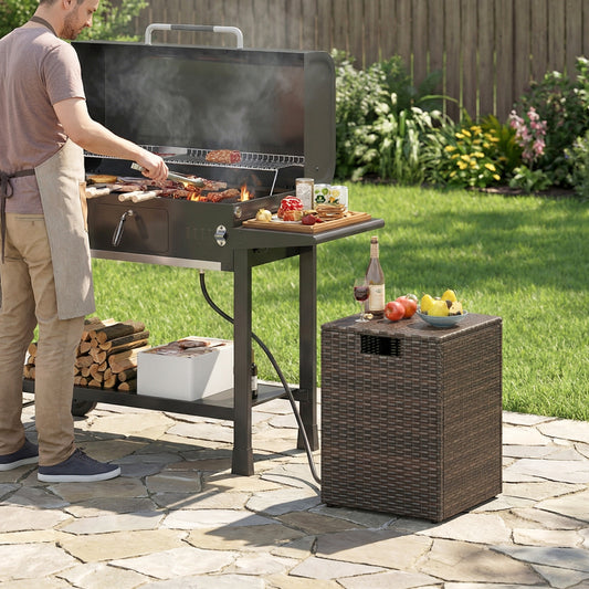 Rattan Propane Tank Cover, Patio Hideaway Side Table, Brown Fire Pit Tables Brown at Gallery Canada