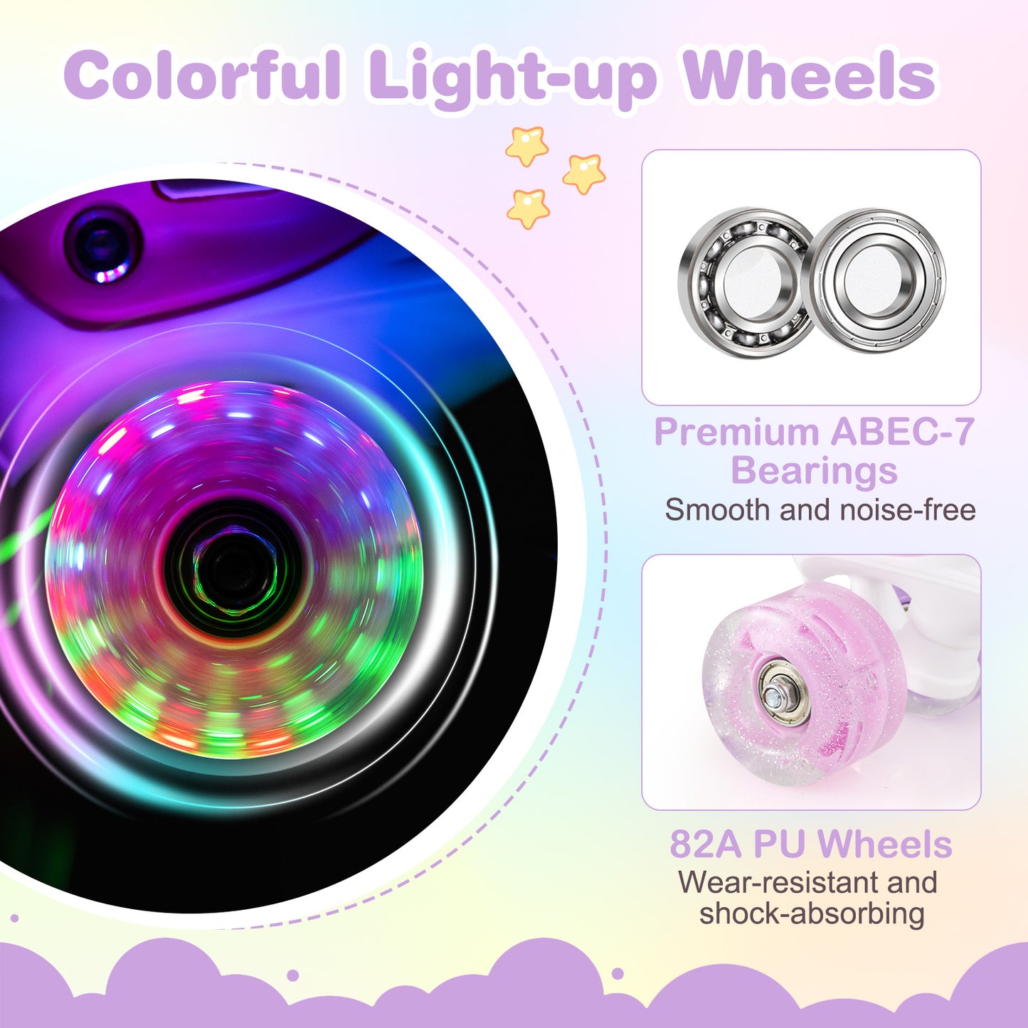 Roller Skates for Teens 4 Sizes Adjustable with Light-up Wheels for Boys Girls Ages 13+, Light Pink Toy Sports at Gallery Canada