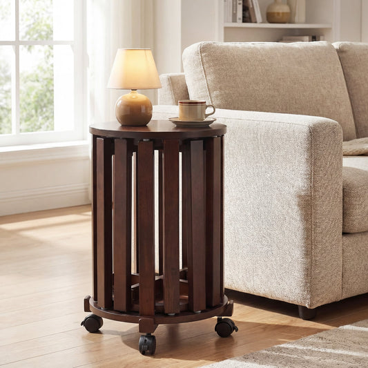 Round Wood Nesting Stools With Locking Casters, Walnut Dining Chairs Walnut at Gallery Canada