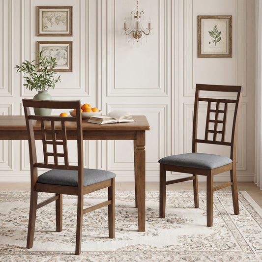 Rubber Wood Dining Chairs, Set of 4, Lattice Back, Brown Dining Chairs Brown at Gallery Canada