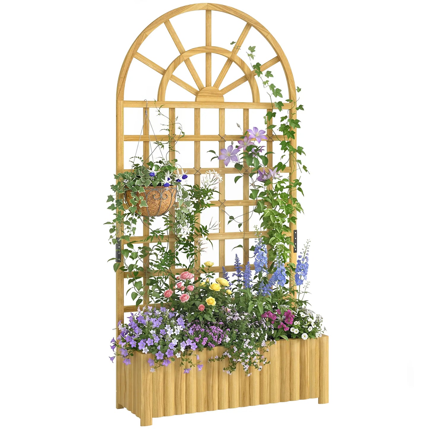 Wooden Raised Garden Bed with Trellis, Elevated Planter Box Wooden Planter Boxes at Gallery Canada