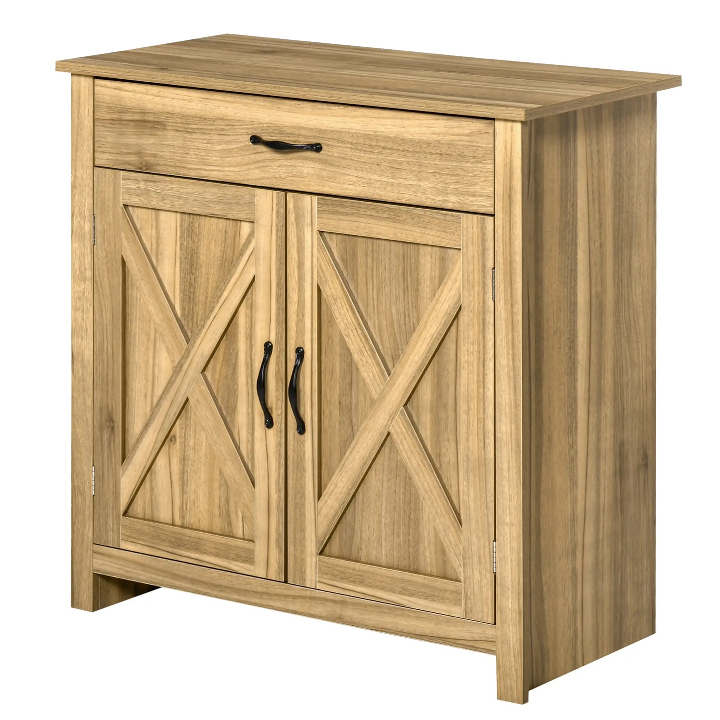 Farmhouse Sideboard, Buffet Cabinet with Barn Doors, Distressed Brown, Brown Bar Cabinets at Gallery Canada