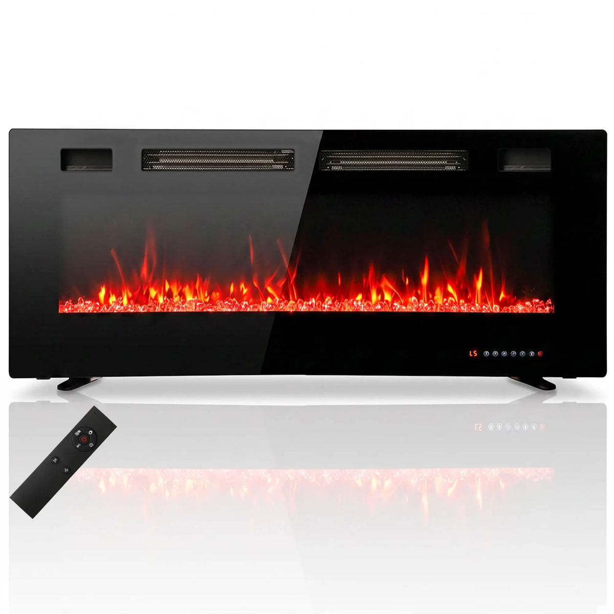 50" Electric Fireplace, Ultra-Thin Recessed, Wall Mounted, Black Electric Fireplaces at Gallery Canada