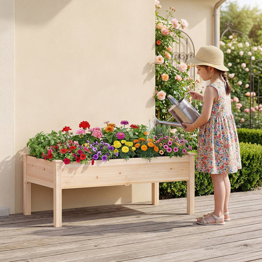 Wooden Raised Garden Bed With Legs, Natural Fir Wood, Elevated Planter Box, Natural Raised Garden Beds Natural at Gallery Canada