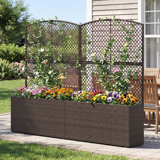 Set of 2 58" Raised Garden Bed with Trellis, Brown Raised Garden Beds Brown at Gallery Canada