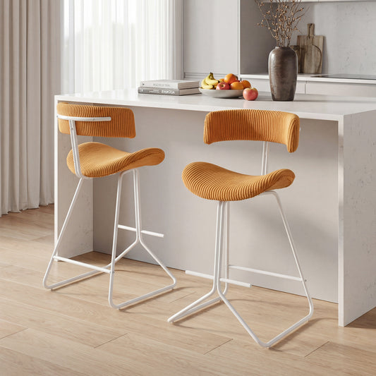 Set Of 2 Counter Height Stools, 25 Inch, Orange Bar Stools Orange at Gallery Canada