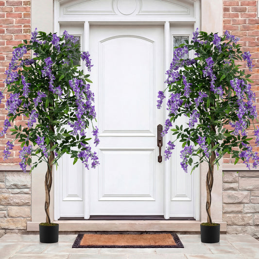 Artificial Wisteria Tree, 6 FT, With Natural Trunks And Lifelike Flowers, Purple Faux Plants Purple at Gallery Canada
